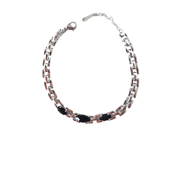 Pulseira Cristais Aço Inox - Amba Black